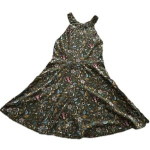 Floral print halter dress with cut out back detail